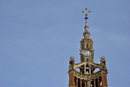 Detail of clock tower with turretsの写真素材