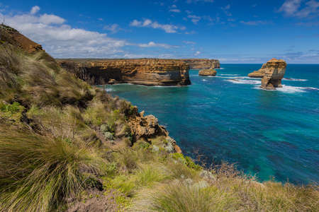 Twelve apostles and blue sky in sunny day, Great ocean road, Australia.の写真素材