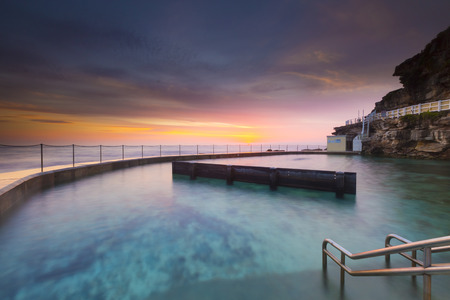 Swimming pool closed to the sea, Bronte beach, Australiaの写真素材
