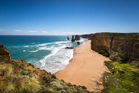 Twelve apostles and blue sky in sunny day, Great ocean road, Australia.の写真素材