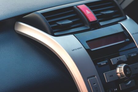 Control panel and cd in a modern car, Vintage style processed