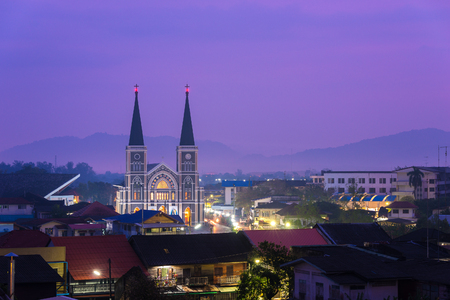 Church in early morning, Thailandの写真素材