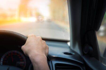 Man driving car. travel and destination conceptの写真素材