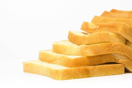 sliced bread isolated on white backgroundの写真素材