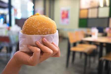 Burger on hand
