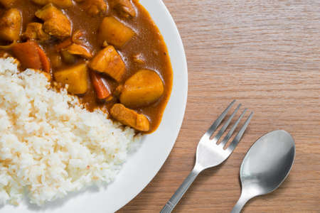 Japanese curry rice, pork curry, home cooking.の写真素材