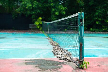 Abandoned tennis court, nobody use.の写真素材
