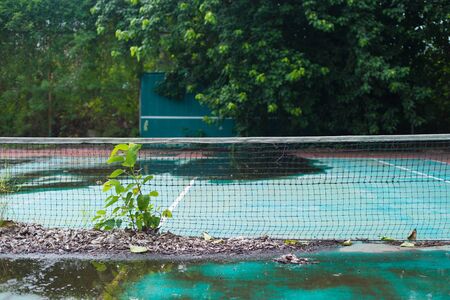 Abandoned tennis court, nobody use.の写真素材