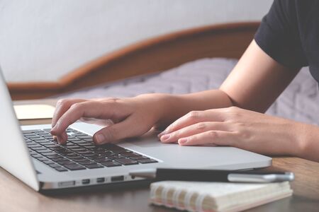 Young female working at home , Freelance concept.の写真素材