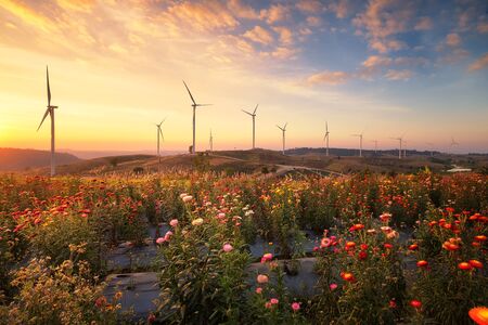 Windmills for electric power production on mountain