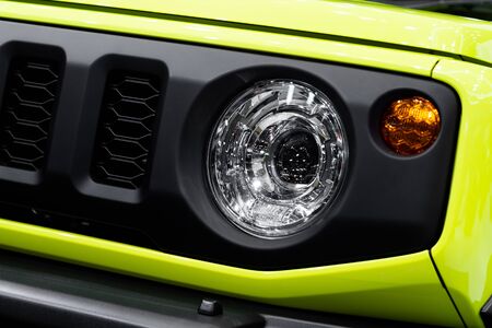Detail of car LED headlights lamp of new cars