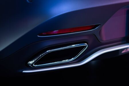 Detail of sport car muffler, Exhaust Tailpipeの写真素材