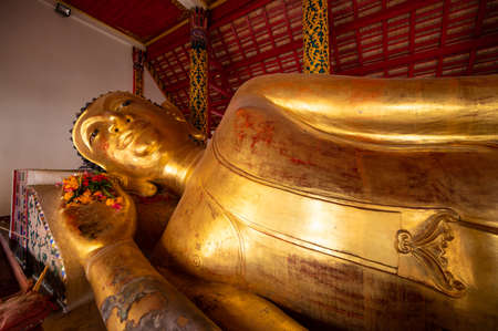 Buddha statue in the temple Wat Pong Sanuk Temple in Lampang city, Thailandの写真素材