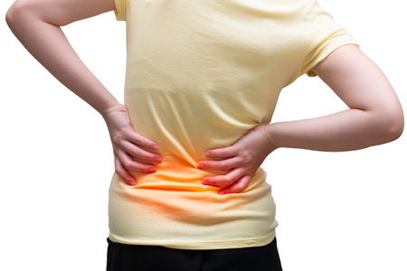 Female having backpain, caused by overworked and office syndromeの写真素材