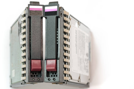 Closeup of a pair of server hard drives