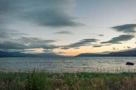 View of Narvik, Norway at night.の写真素材