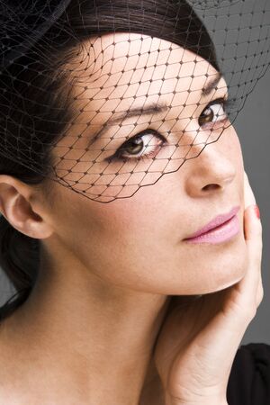 Lovely woman retrowidow  portrait closeupの写真素材