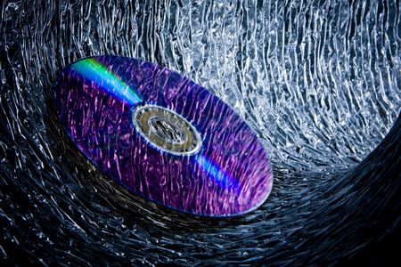 abstract blue tube with cd  backgroundの写真素材