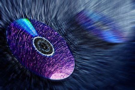 abstract blue tube with cd and dvd backgroundの写真素材