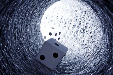 abstract bright blue square play cubes  background in the tubeの写真素材