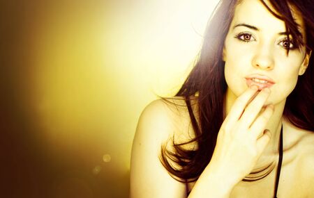 lose-up portrait of a beautiful woman.の写真素材