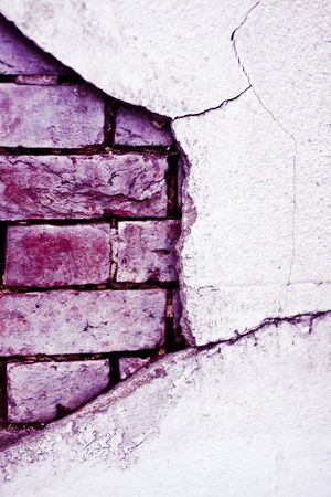 old brick broken pink  wallの写真素材