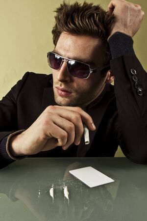 Problem of drugs. The person using cocaine. .の写真素材