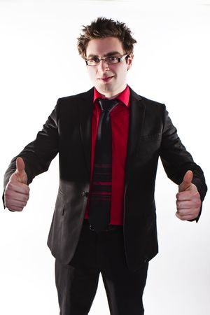 successful business man on isolated white backgroundの写真素材