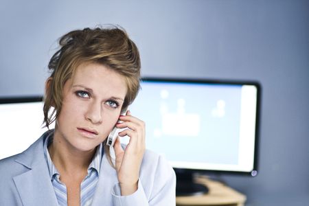 Call center operator or computer problems in businessの写真素材