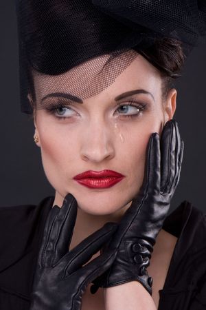 Lovely woman retro widow portrait の写真素材