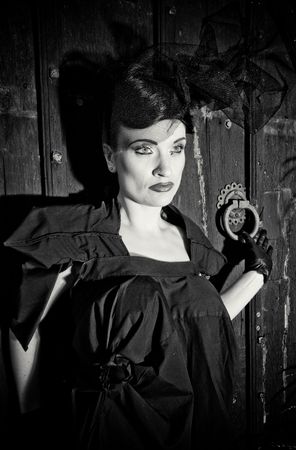 Lovely woman retro widow portrait の写真素材
