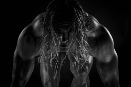  Super Hero muscular wet fitness male from the front 