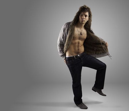 Vogue style photo of a young manの写真素材