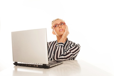 Businesswoman working her desk の写真素材