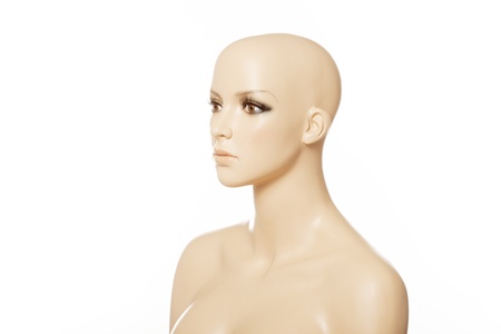 Head of a female manHead of a female mannequin in profile isolated on white nequin in profile isolated on whiteの写真素材