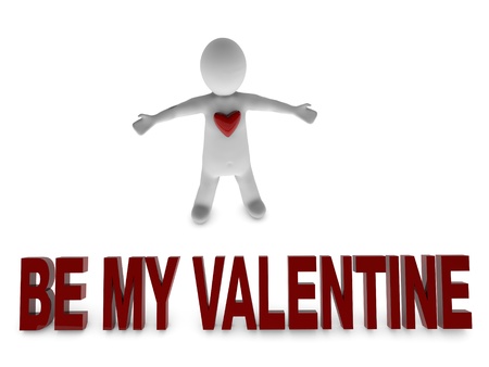 be my valentine 3d person surrounded by heart shapesの写真素材