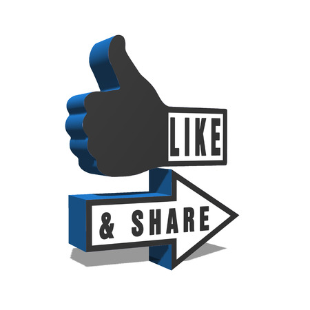 Like and Share Thumbs Up on whiteの写真素材