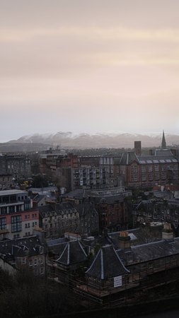 View from Edinburgh castle on Royal Mile street, Scotland, Great Britainのeditorial素材