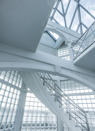 Roof skylight window in modern building during sunny dayの写真素材