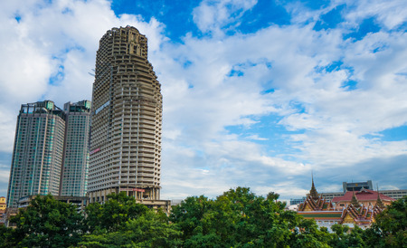 The abandoned Sathorn Unique building, known as the Ghost Tower in Bangkok, Thailandのeditorial素材