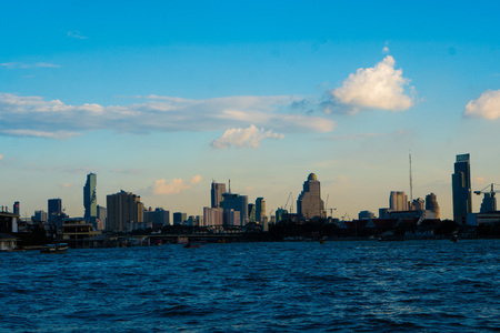 Boat view from Chao Praya river on Bangkok, Thailandのeditorial素材