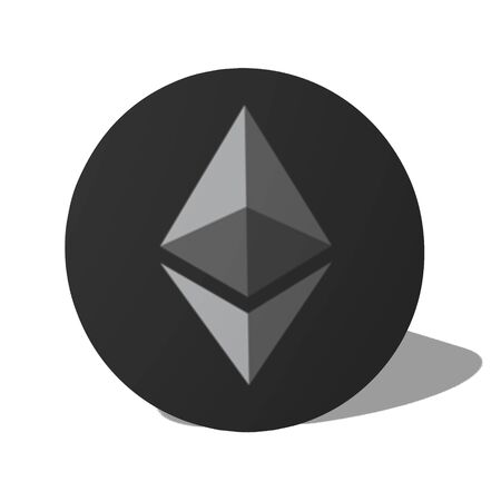 Grey etherum logo vector design over white backgroundの写真素材