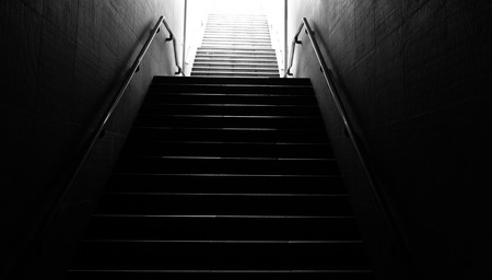 Walking up staircase, exiting the metro