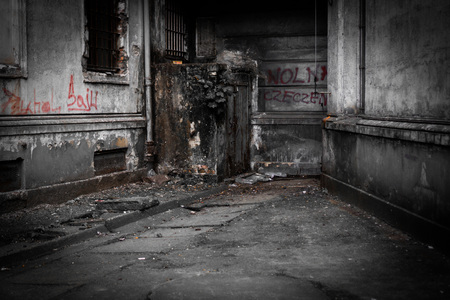 Dirty tagged old tenant houses in Poland