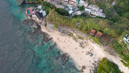 Aerial view to Suluban Beach Uluwatu (Pantai Suluban) from drone, Bali, Indonesiaのeditorial素材