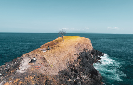 Aerial view of small island. View from Bukit Asah, new tourist attraction of tropical island Bali,...