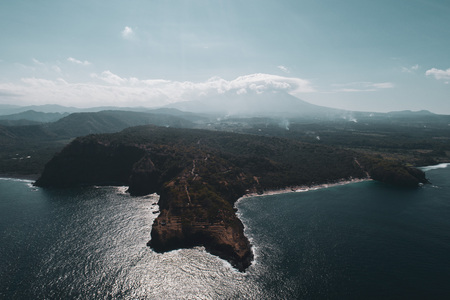 Aerial view of Bukit Asah, new tourist attraction of tropical island Bali, Indonesiaの写真素材