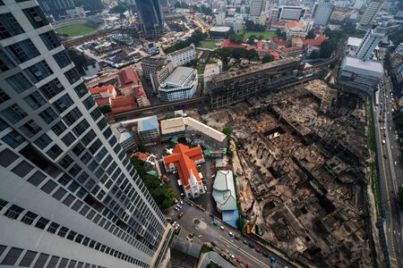 Aerial drone view of Kuala Lumpur city traffic and buildings, Malaysiaの写真素材
