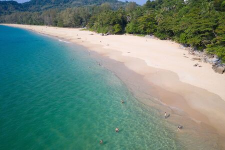 Aerial view of beautiful Naithon Beach in Phuket, Thailandの写真素材