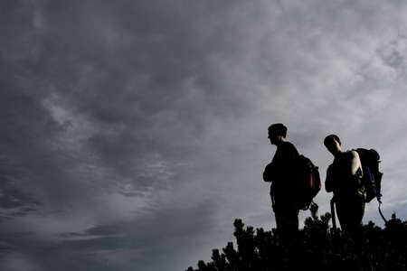 Tourists in mountains
